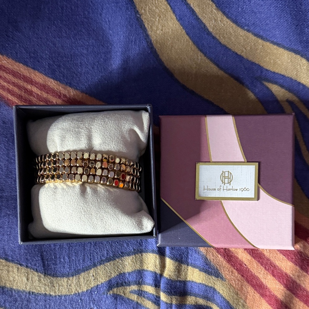 House of Harlow 1960 4 Gold and Bracelet NIB